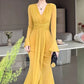 💃Was soll man zu einer Silvesterparty anziehen?🍾Elegantes Bodycon-Maxi-Kleid mit V-Ausschnitt und Plissee🥂