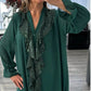 ✨Neuankömmlinge 50% Rabatt✨Damen Pailletten Chiffonbluse mit V-Ausschnitt und langen Ärmeln