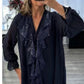 ✨Neuankömmlinge 50% Rabatt✨Damen Pailletten Chiffonbluse mit V-Ausschnitt und langen Ärmeln
