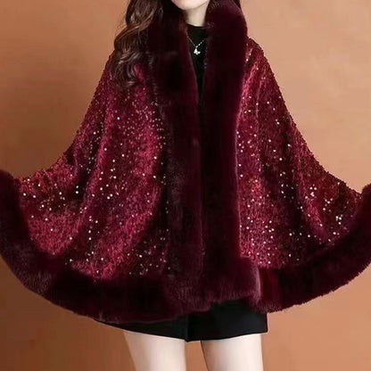 🎁Heißer Verkauf 50% Rabatt🧣Eleganter Kunstpelz-Pailletten-Schal für Damen