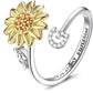 🎁🌻【Beste Souvenirgeschenk】Verstellbarer Spinner Sonnenblume Alphabet Ring🌻