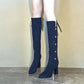 💥Winterschlussverkauf 50% RABATT👢Spitze Spitze Klotzige Ferse Warme Lange Stiefel