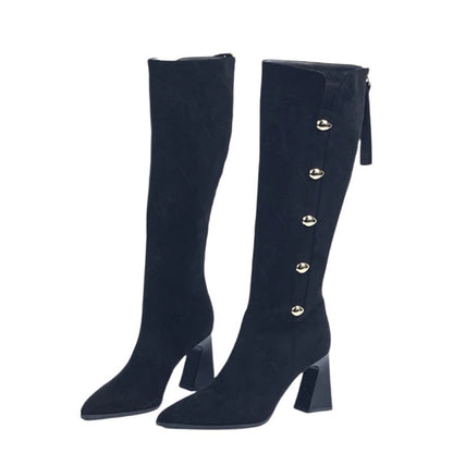 💥Winterschlussverkauf 50% RABATT👢Spitze Spitze Klotzige Ferse Warme Lange Stiefel