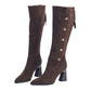 💥Winterschlussverkauf 50% RABATT👢Spitze Spitze Klotzige Ferse Warme Lange Stiefel