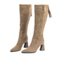 💥Winterschlussverkauf 50% RABATT👢Spitze Spitze Klotzige Ferse Warme Lange Stiefel