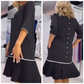 🥰Heißer Verkauf 50% Rabatt🥰Damen-Kleid mit Rundhalsausschnitt, Knopfleiste auf der Rückseite und Falten