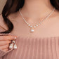 💘Valentinstag Spezial💘📿Vintage Elegante Zirkonia Imitation Perlenkette & Ohrringe