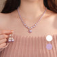 💘Valentinstag Spezial💘📿Vintage Elegante Zirkonia Imitation Perlenkette & Ohrringe