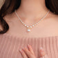 💘Valentinstag Spezial💘📿Vintage Elegante Zirkonia Imitation Perlenkette & Ohrringe