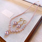 💘Valentinstag Spezial💘📿Vintage Elegante Zirkonia Imitation Perlenkette & Ohrringe