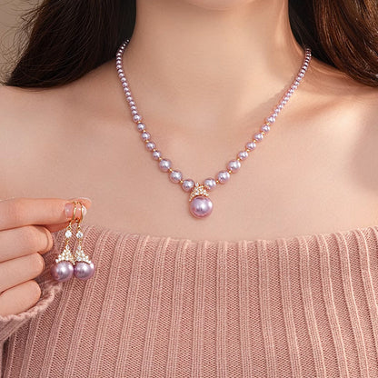 💘Valentinstag Spezial💘📿Vintage Elegante Zirkonia Imitation Perlenkette & Ohrringe