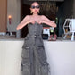 🎉Valentinstag 50% RABATT🎀Damen Retro Denim Trägerloser Cargo Jumpsuit