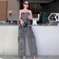 🎉Valentinstag 50% RABATT🎀Damen Retro Denim Trägerloser Cargo Jumpsuit