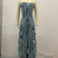 🎉Valentinstag 50% RABATT🎀Damen Retro Denim Trägerloser Cargo Jumpsuit