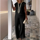 💕Begrenzte Zeit 50% Rabatt💕Set aus ärmellosem Oberteil und Hose mit Rundhalsausschnitt für Damen