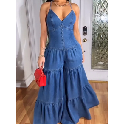 🌷Heißer Frühjahrsverkauf mit 50% Rabatt🍃Sexy rückenfreier Damen-Jumpsuit mit V-Ausschnitt