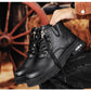 🎅Herren Vintage PU Leder Schnürstiefel